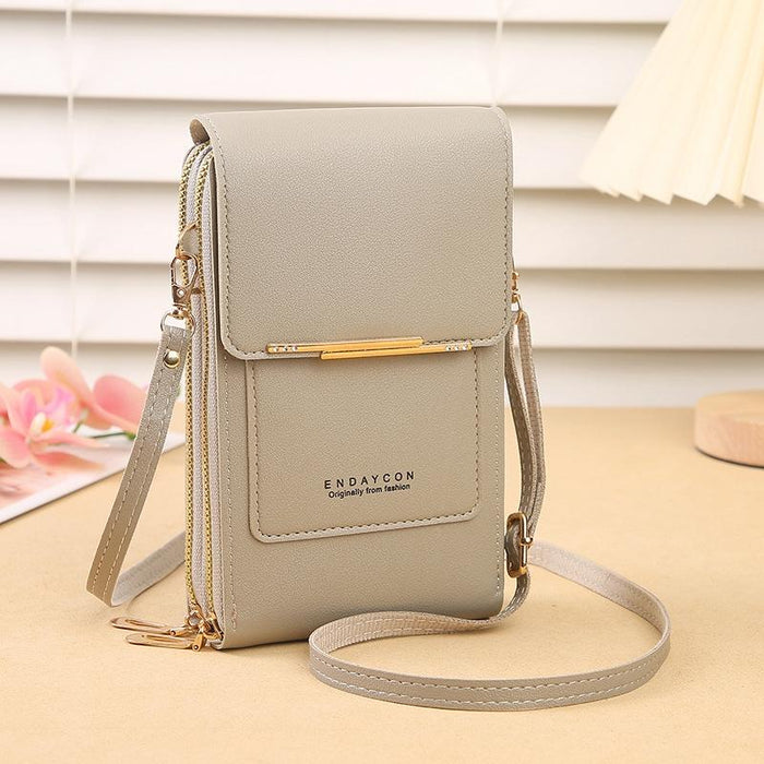 Multifunctional Touch Screen Crossbody Bag - Grey
