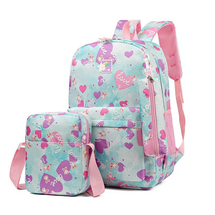 3 Piece Sweet Casual Backpack Set For Students - Green