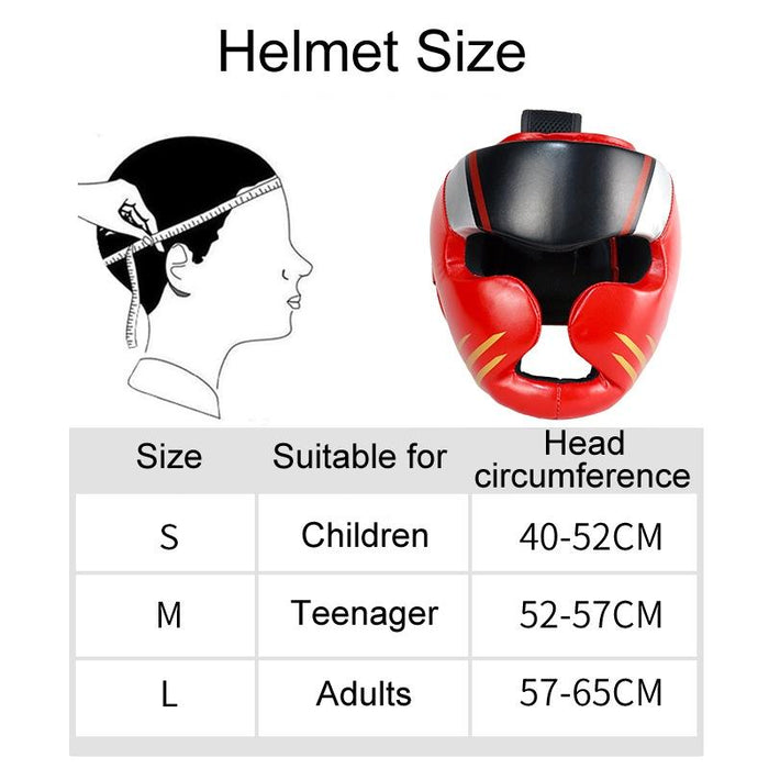 Competition Sparring Boxing Helmet For Head Protection - Black With Mask - M