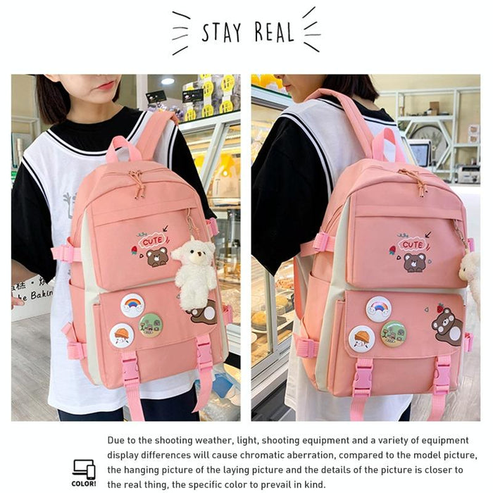 5-piece Girls Backpack Set - Lightweight and Versatile - Pink