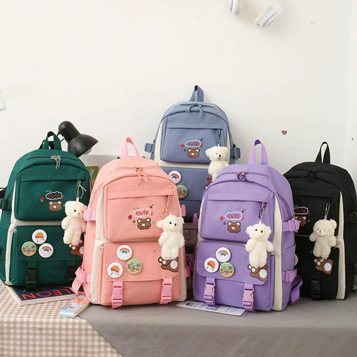 5-piece Girls Backpack Set - Lightweight and Versatile - Pink