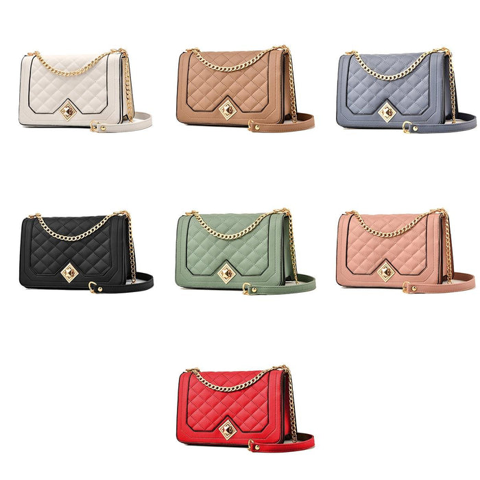 Chic One Shoulder Chain Bag With Diagonal Rhombus Design - Light Green