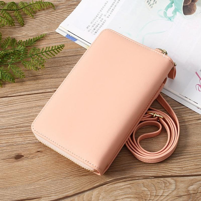 Floral Multi Card Crossbody Bag For Women - Dark Pink