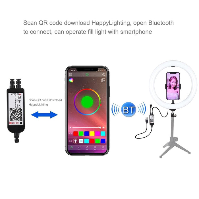 10.2 Usb Rgbw Led Ring Light with Tripod & Remote for Vlogging & Photography - Pink