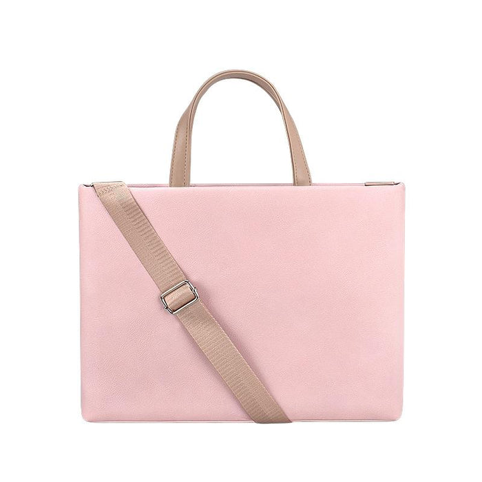 13.3 Inch Pink Laptop Crossbody Bag - Waterproof Pu Material