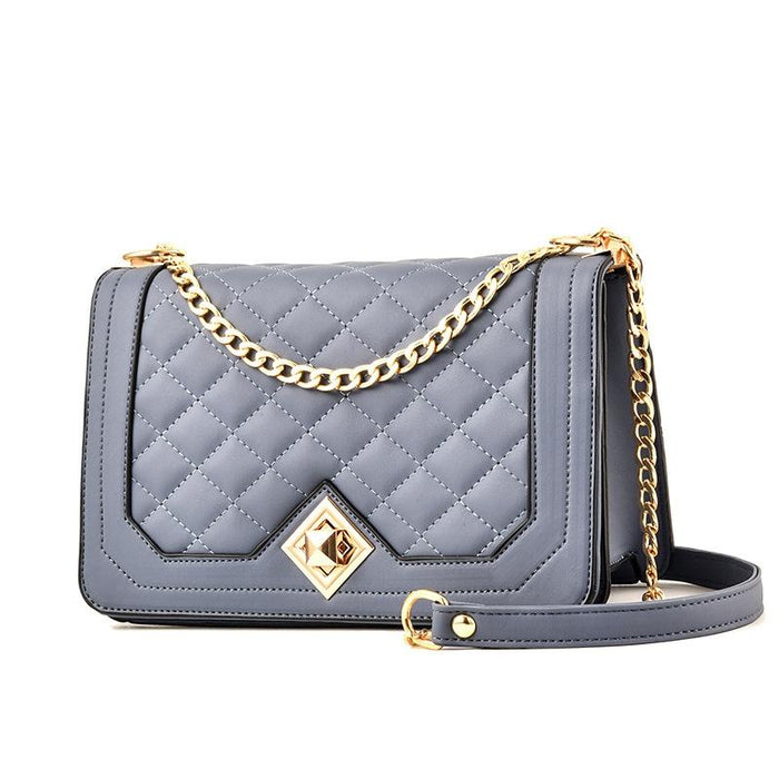 Chic One Shoulder Chain Bag With Diagonal Rhombus Design - Pink