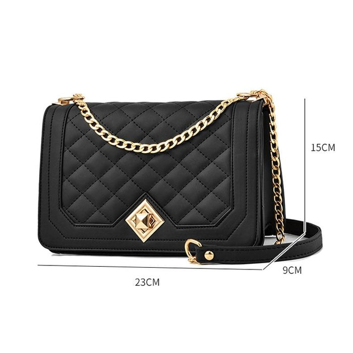 Chic One Shoulder Chain Bag With Diagonal Rhombus Design - Dark Red