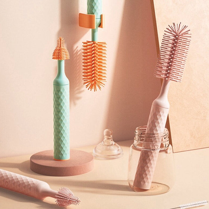 Vibe Geeks 3-in-1 Electric Silicone Cordless Bottle Brush Cleaner Usb Rechargeable - Pink