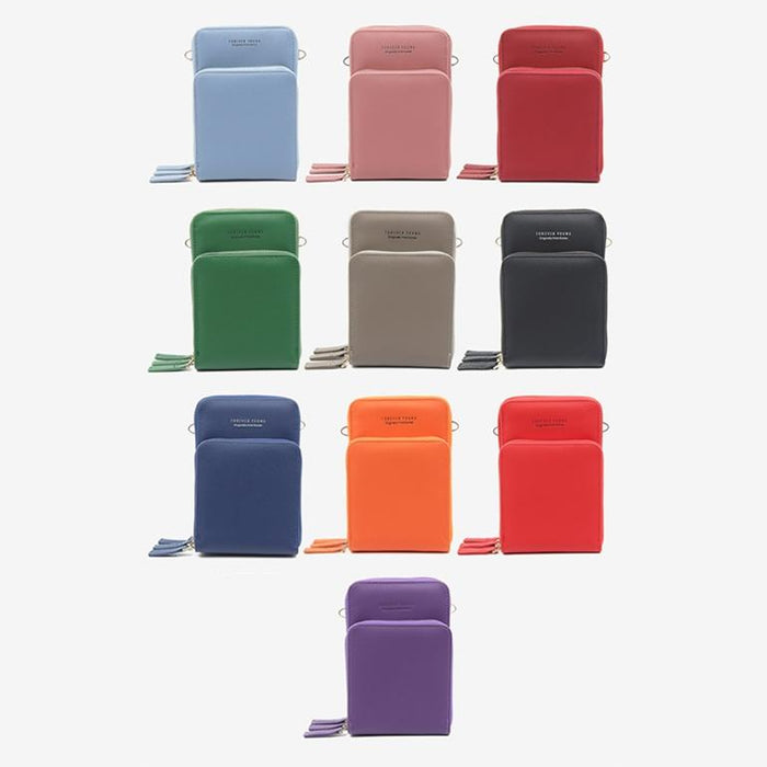 Women Pu Mobile Phone Shoulder Bag Large Capacity - Pink