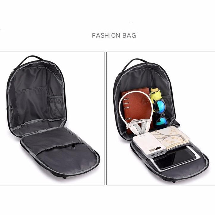 Versatile Oxford Shoulder Bag With Earphone & Usb - Navy Blue