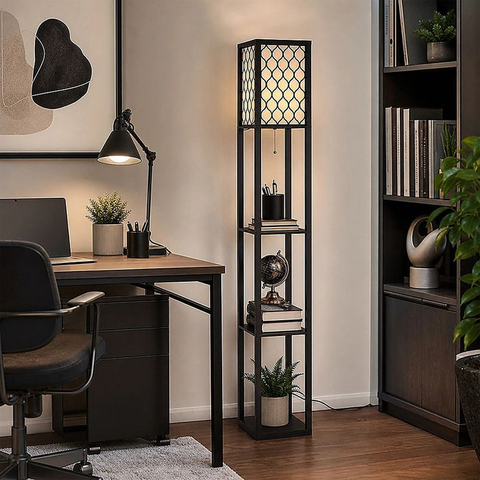 Shelf Floor Lamp - Shade Diffused Light Source with Open-Box Shelves