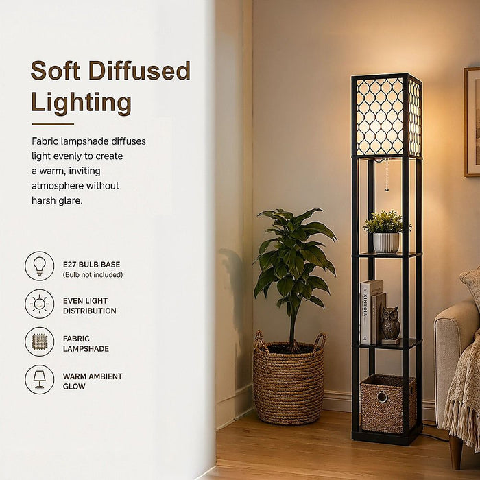 Shelf Floor Lamp - Shade Diffused Light Source with Open-Box Shelves
