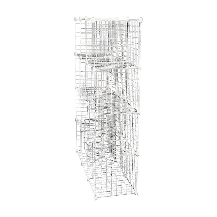 12 Cube Wire Grid Organiser Bookcase Storage Cabinet Wardrobe Closet White
