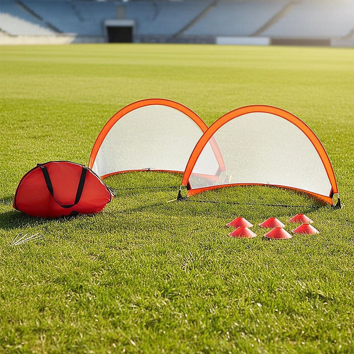 Portable Kids Soccer Goals Set – 2 Pop Up Soccer Goals, Cones, Goal Carry Bag