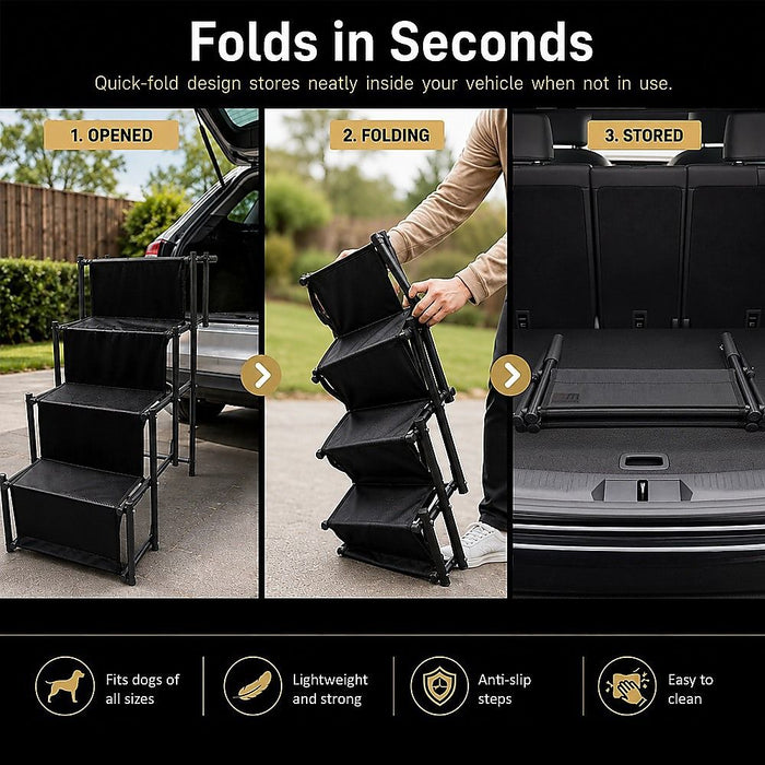 Folding Pet Dog Car Boot Access Steps Ladder Stairs Strong Lightweight
