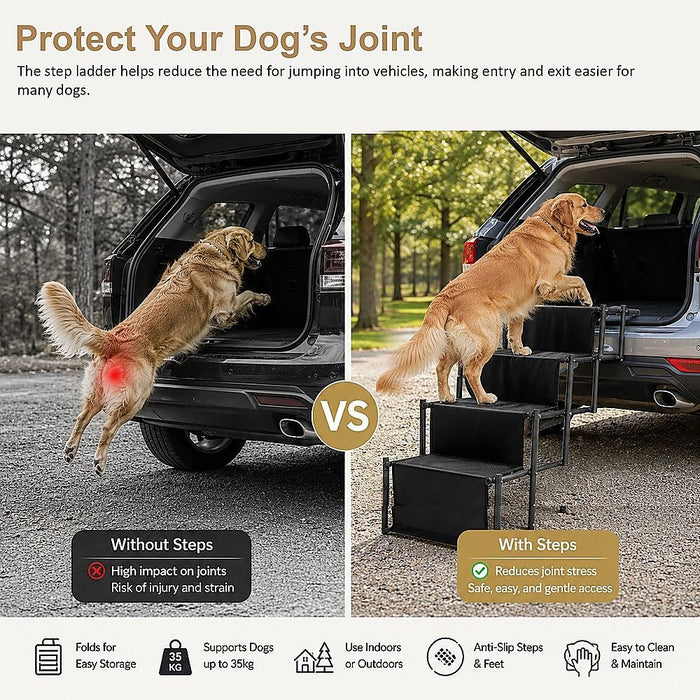 Folding Pet Dog Car Boot Access Steps Ladder Stairs Strong Lightweight