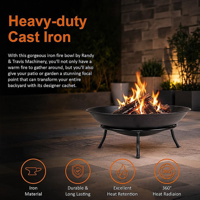 Cast Iron Fire Bowl Traditional Log Fire Pit Outdoor Heating Camp Site Barbecue