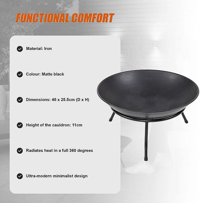 Cast Iron Fire Bowl Traditional Log Fire Pit Outdoor Heating Camp Site Barbecue