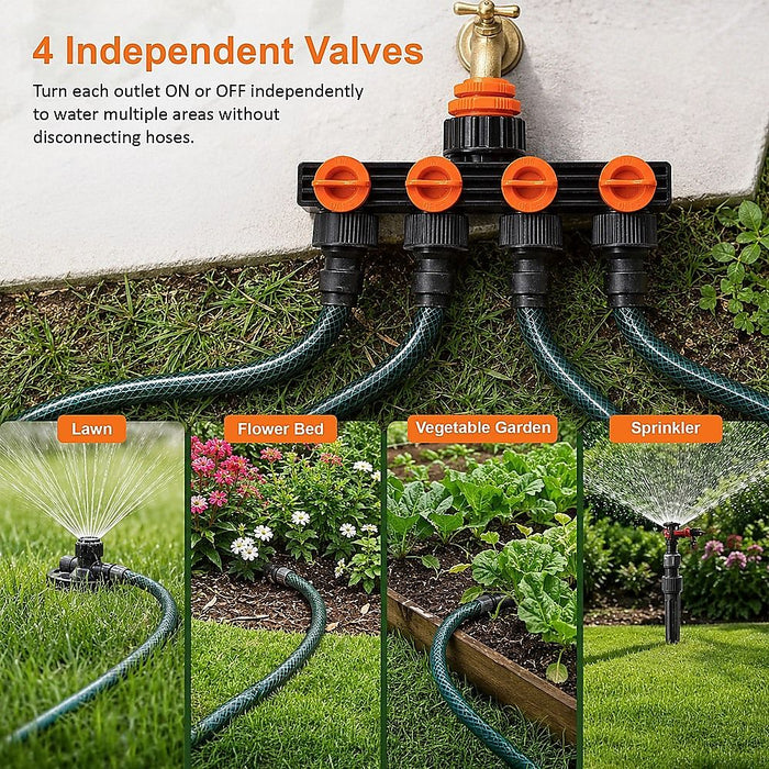 4 Way Hose Connector Tap Irrigation Garden Kit