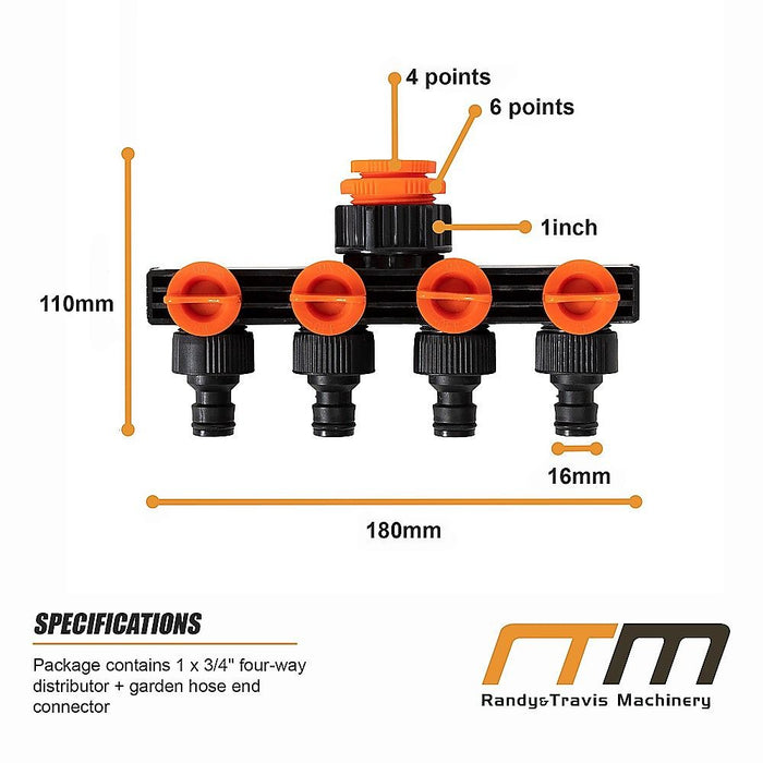 4 Way Hose Connector Tap Irrigation Garden Kit