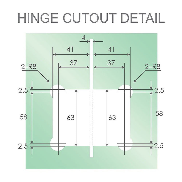 110x80cm Corner Frameless Shower Screen with White Brackets and SS Hinges, Square Double Pull Handle