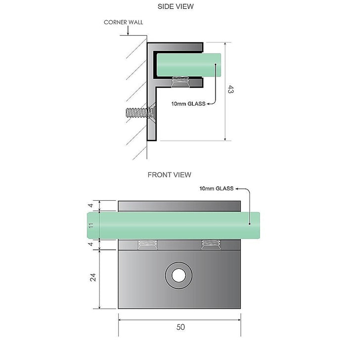 Glass-to-wall/floor Shower Screen F-bracket in Black
