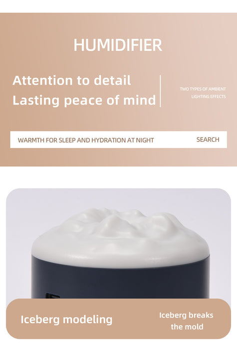 2PCS Blue Portable 350ML LED Desk Humidifier with Non-Wet Design - Silent Cool Mist for Home, Office, and Car