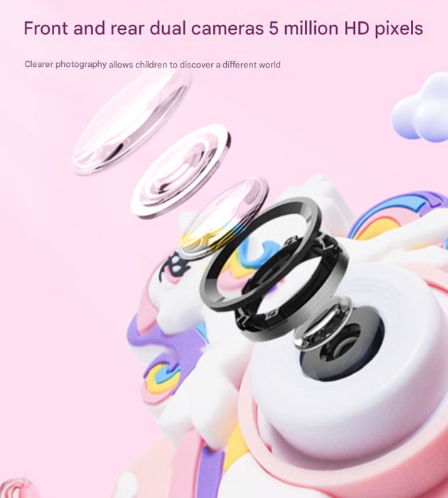 Blue Astronaut Motifs Cute Kids Digital Camera - Cat-Themed HD Camera with 32GB Memory Card