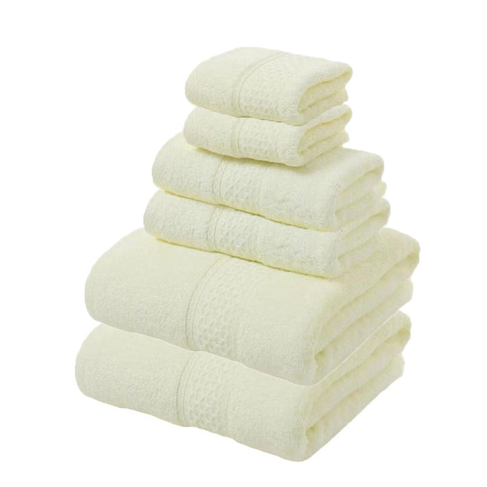 Beige Luxury 6-Piece 100% Cotton Towel Set - 2 Bath Towels, 2 Hand Towels, 2 Face Towels