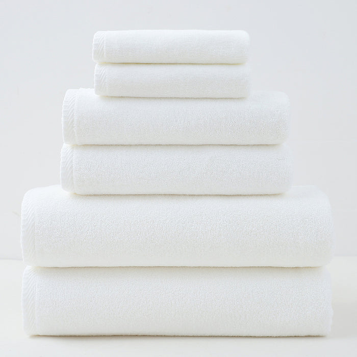 White Premium Cotton Towel Set - 6 Pieces, Soft & Absorbent Bath Towels for Adults