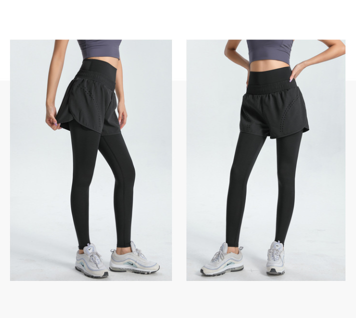 XXL Grey Women's High-Waist Athletic Skort with Built-In Shorts - Breathable Quick-Dry Running Skirt with Phone Pocket