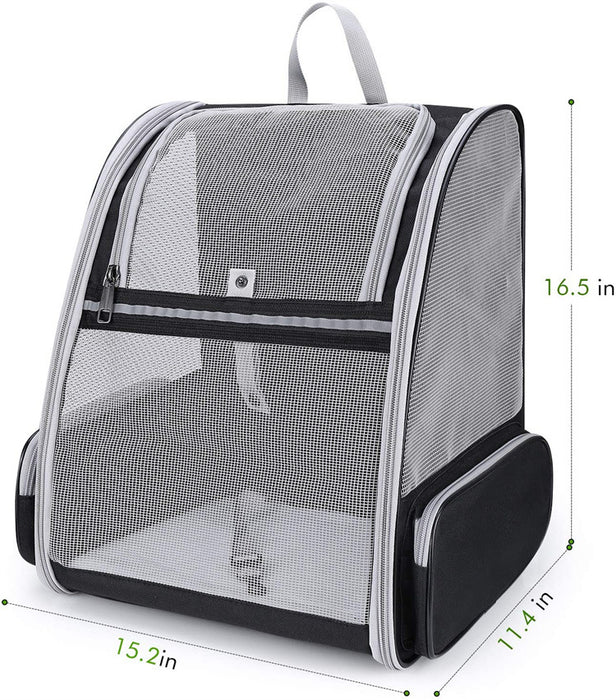 Black Foldable Pet Carrier Backpack - Breathable Mesh Travel Bag for Cats & Small Dogs