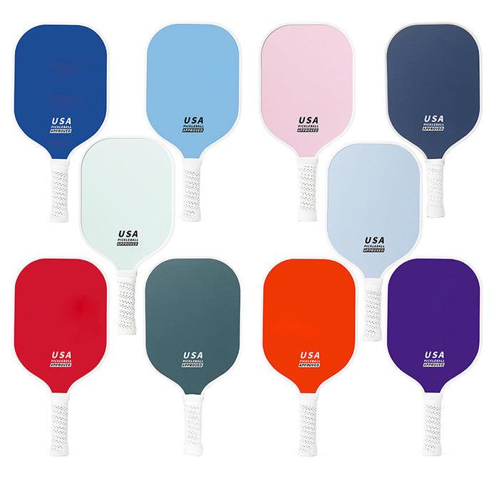 Light Blue Fiberglass Pickleball Paddle Set - 2 Minimalist Paddles, 4 Balls, and Carry Bag for Outdoor Play