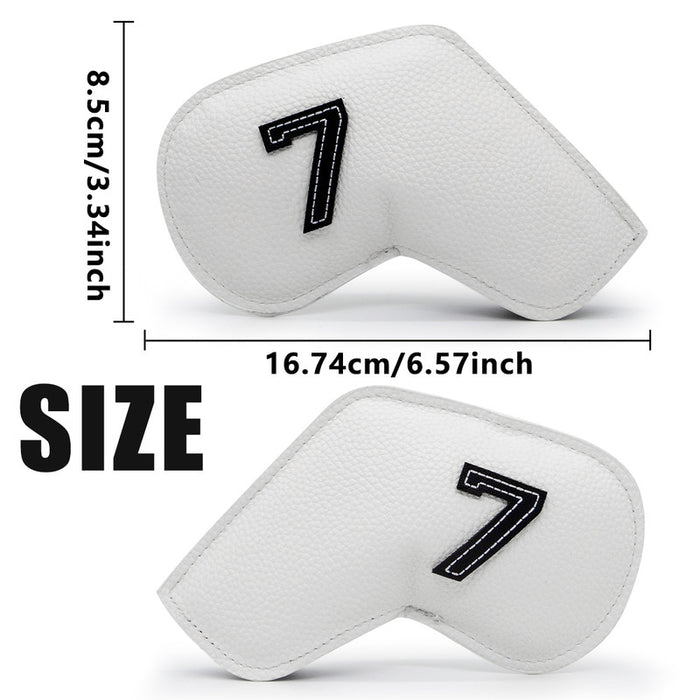 Black Golf Iron Head Covers Set of 10 - Waterproof PU Leather Club Protectors with Embroidered Numbers (3-9, P, A, S)