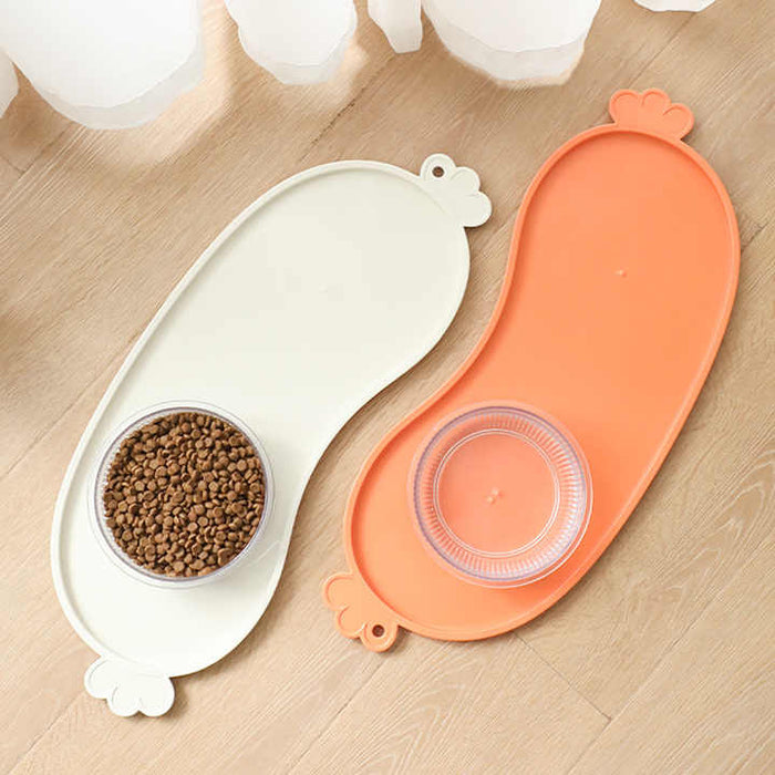 Blue Non-Slip Pet Feeding Mat - Waterproof Dog & Cat Food Bowl Placemat with Raised Edges