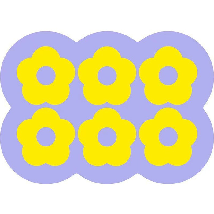Style 9 Purple And Yellow Flowers Pattern Absorbent Diatomaceous Earth Pet Feeding Mat - Non-Slip & Quick Dry Placemat (50x80cm)