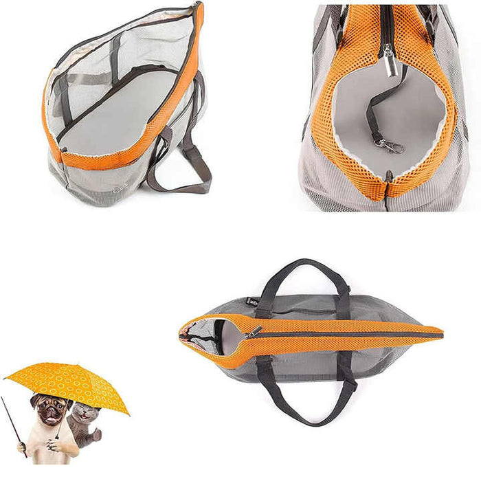 Green And Grey Lightweight Breathable Mesh Pet Carrier Handbag - Portable Travel Tote for Small Dogs & Cats up to 8kg