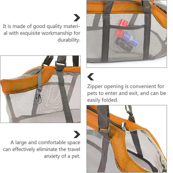 Green And Grey Lightweight Breathable Mesh Pet Carrier Handbag - Portable Travel Tote for Small Dogs & Cats up to 8kg