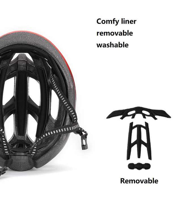 Black Lightweight Adult Bicycle Helmet - Adjustable Fit Road & Mountain Bike Safety Headgear (57-62cm)