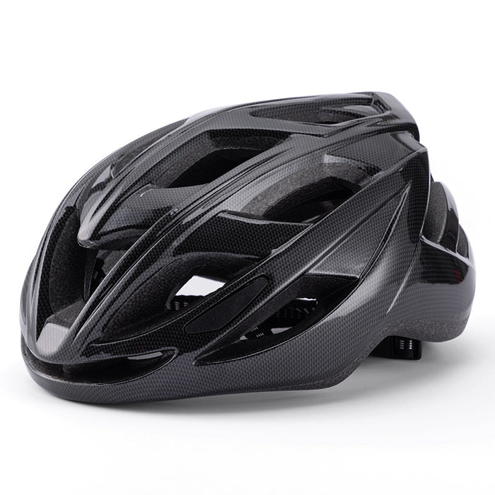 Carbon Fiber Black Lightweight Adult Bicycle Helmet - Adjustable Fit Road & Mountain Bike Safety Headgear (57-62cm)