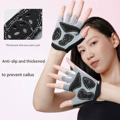 M Pink Children's Summer Cycling Gloves - Breathable Half-Finger Non-Slip Fitness Training Gloves for Weightlifting