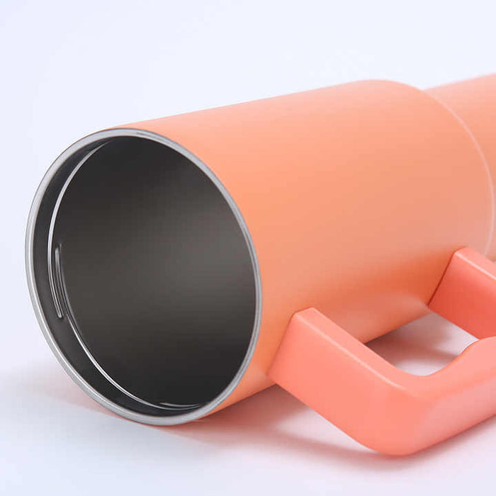 White 40oz Stainless Steel Tumbler with Handle & Straw - Large Capacity Car Cup