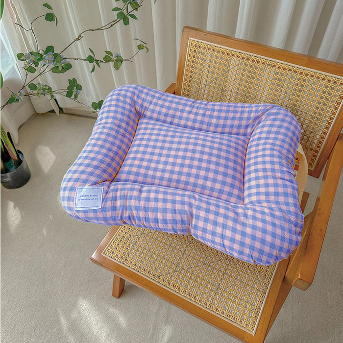 XS Yellow-purple All-Season Pet Bed - Soft Washable Dog & Cat Mat with Comfortable Cushion - Warm Winter Padding for Small to Large Pets