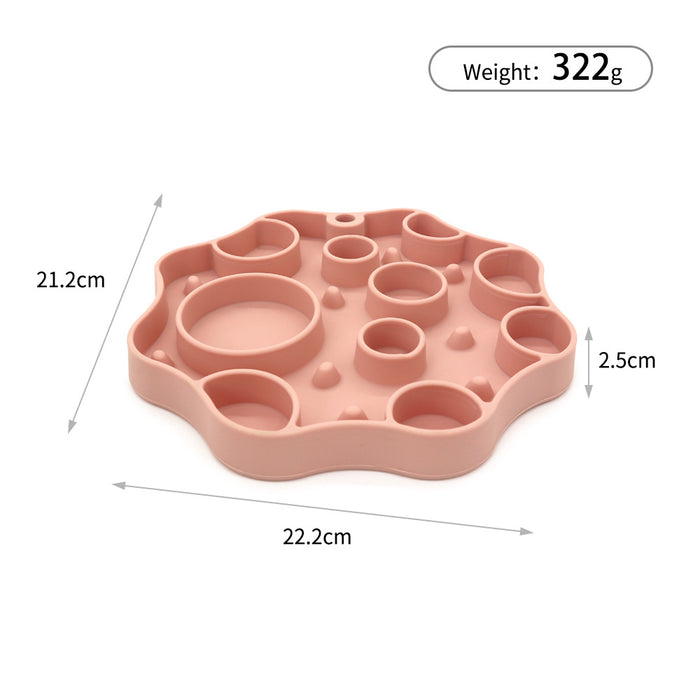 Silicone Dog Slow Feeder and Licking Mat - 2 in 1 Puzzle Bowl for Dog Slow Feeding(Dark gray)