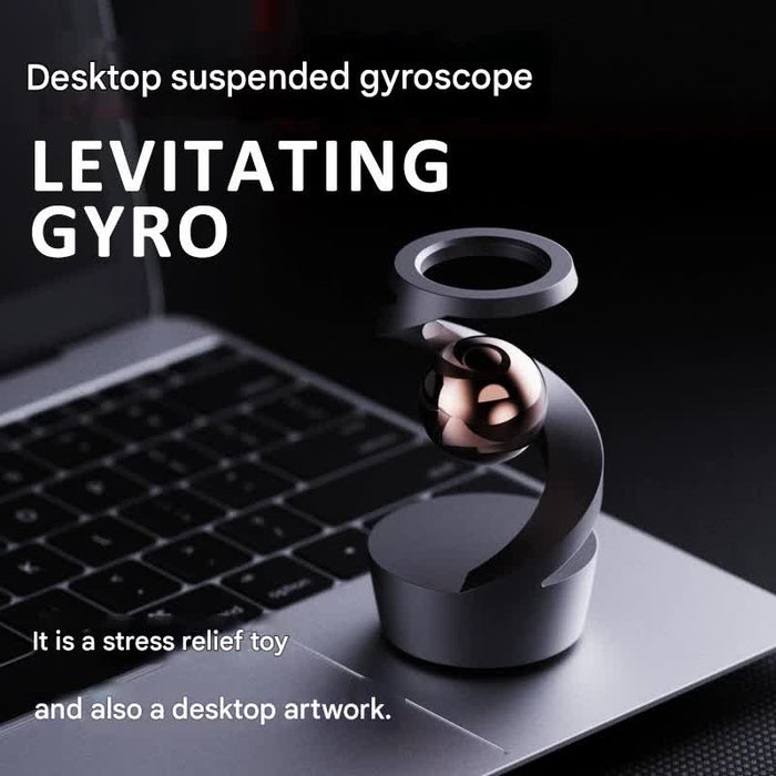 Desktop Levitating Gyro,Magnetic Floating Desk Toy for Stress Relief, Elegant Design-silver
