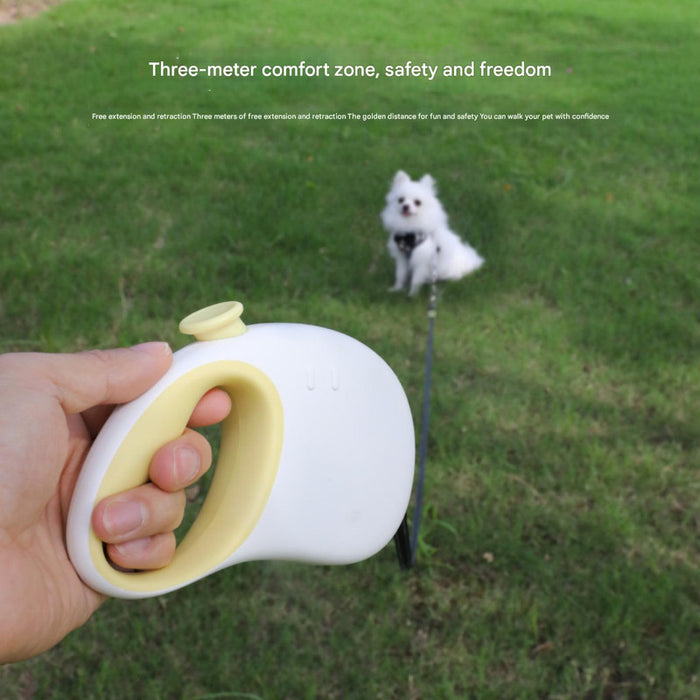 Retractable Dog Leash - Reflective Pet Lead with 3m Extension, One-Button Control(Yellow)