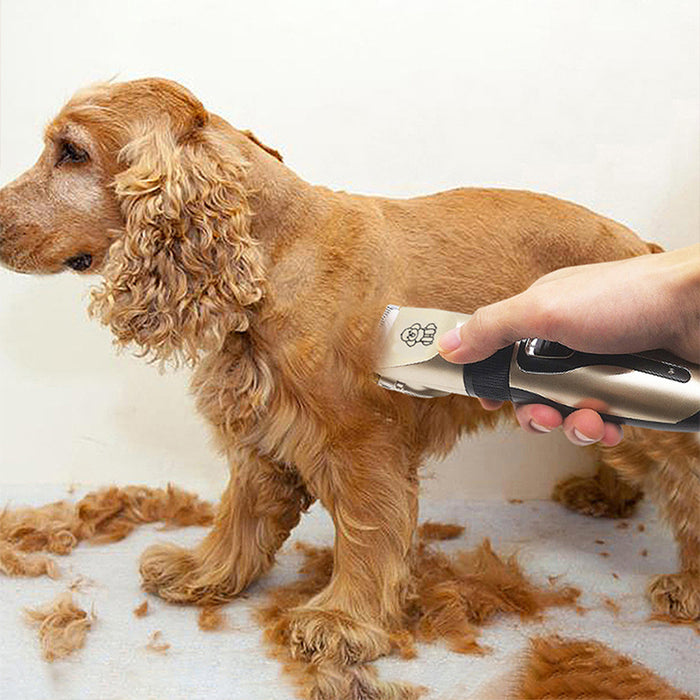 Professional Pet Grooming Hair Clipper Kit - Rechargeable, Low Noise, with Ceramic Blades & 5-Speed Adjustment(Platinum)