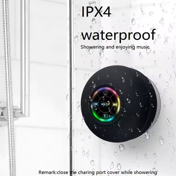 IPX4 Waterproof Bluetooth Shower Speaker with Suction Cup & LED Lights - Hands-Free Calling(yellow)