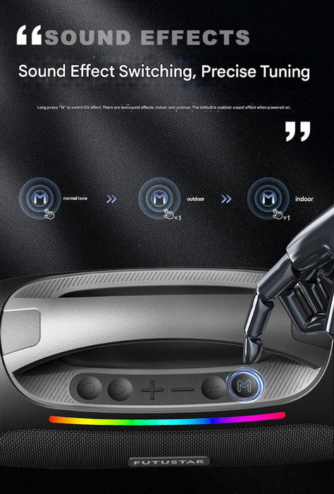 Portable Bluetooth 5.3 Speaker - 60W Powerful Sound, RGB Lights, Multiple Inputs(black)