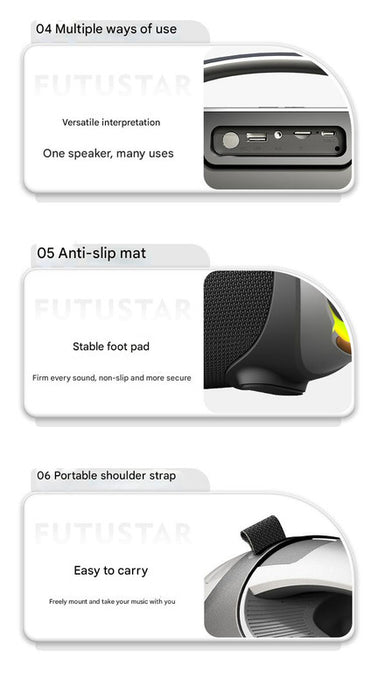 Portable Bluetooth 5.3 Speaker - 60W Powerful Sound, RGB Lights, Multiple Inputs(black)
